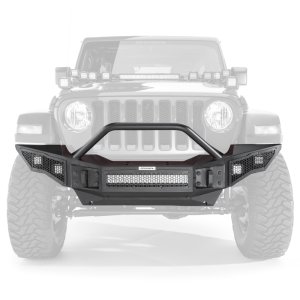 Jeep Gladiator JT Bumper - Front - Go Rhino - Rockline Full Width + Overrider - Textured Black - `07-`20 Jeep Gladiator JT Bumper - Front - Go Rhino - Rockline Full Width + Overrider - Textured Black - `07-`20